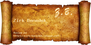 Zirk Benedek névjegykártya